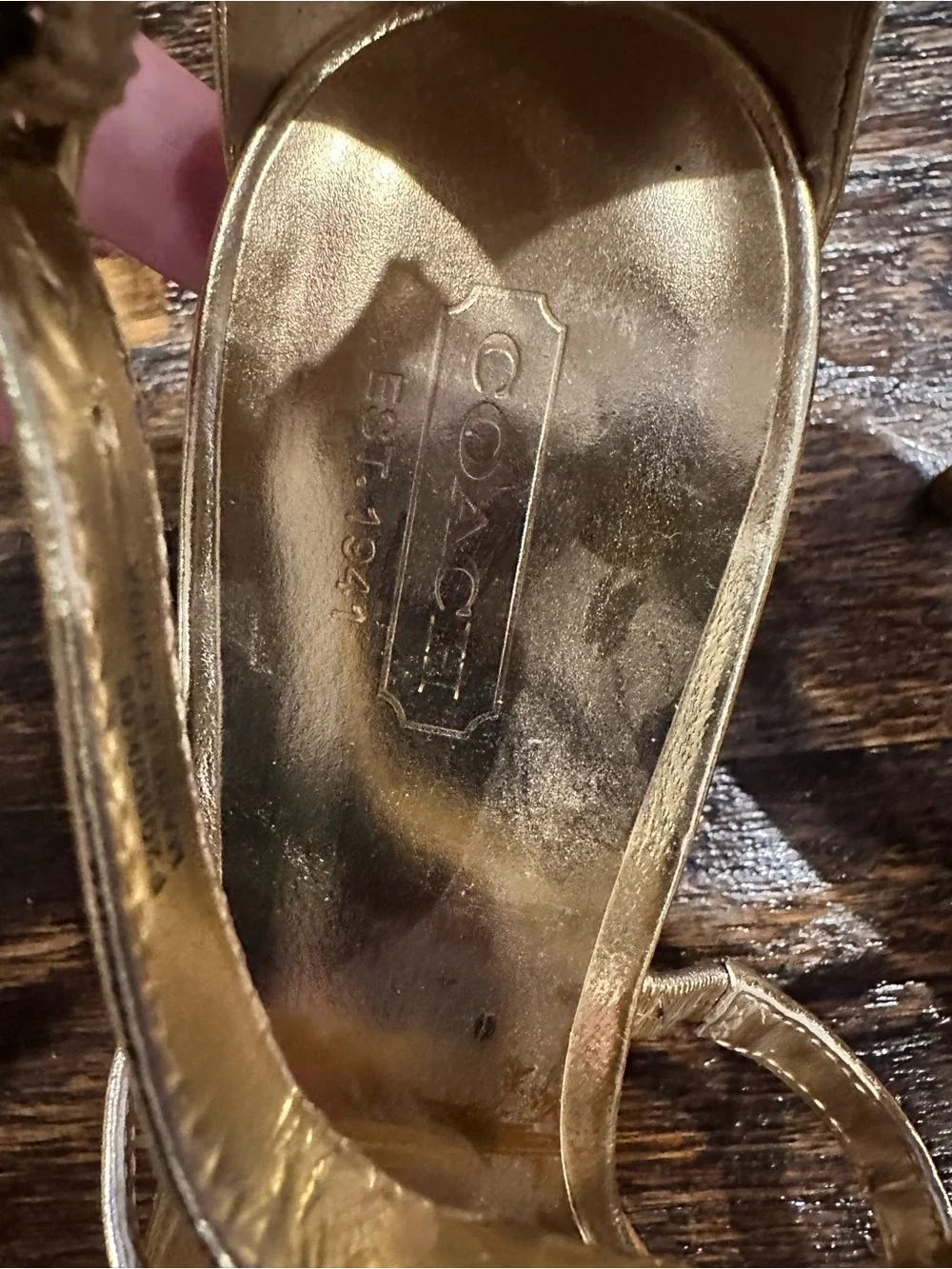 Coach Metallic Gold Strappy High Heel Sandals